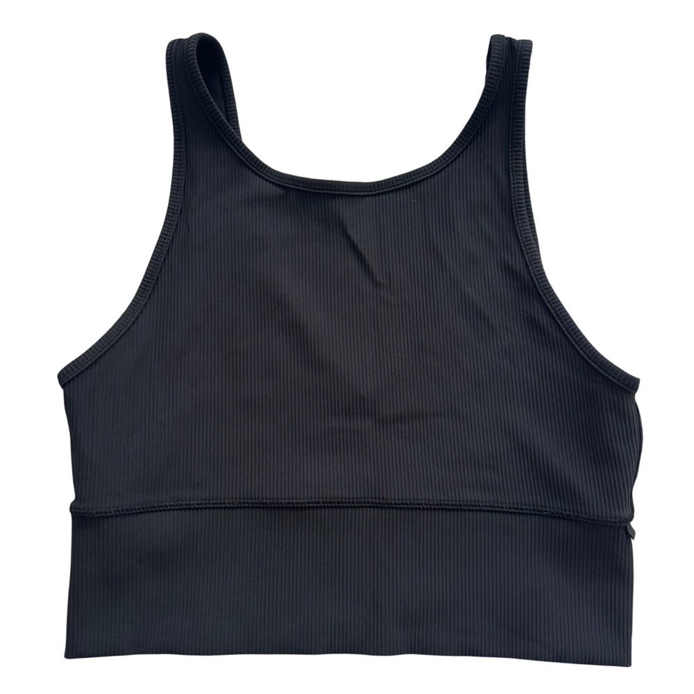 Lululemon Power Pivot Tank Top Black Ribbed Cropped Tank size 10